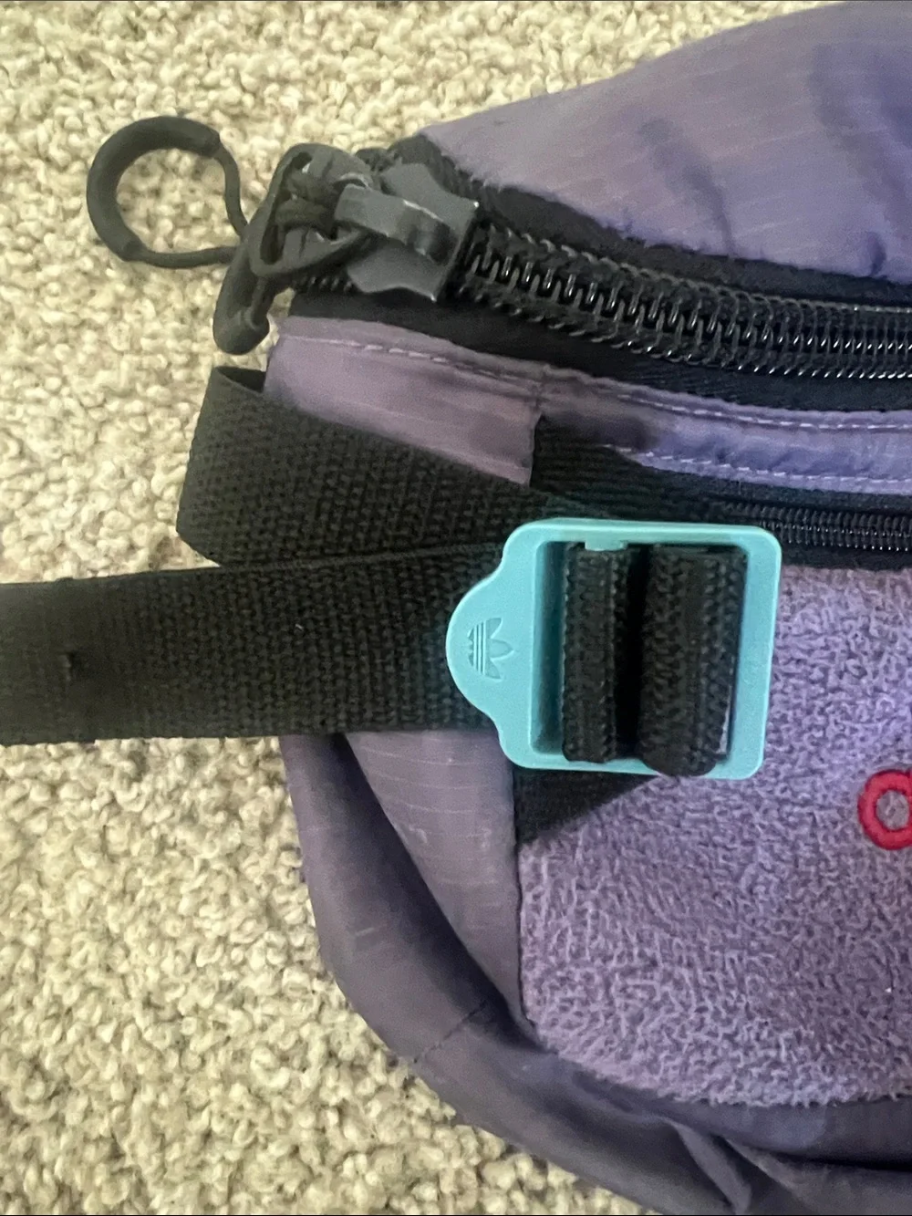 adidas Purple Waist Bag with Red Logo and Teal Accents